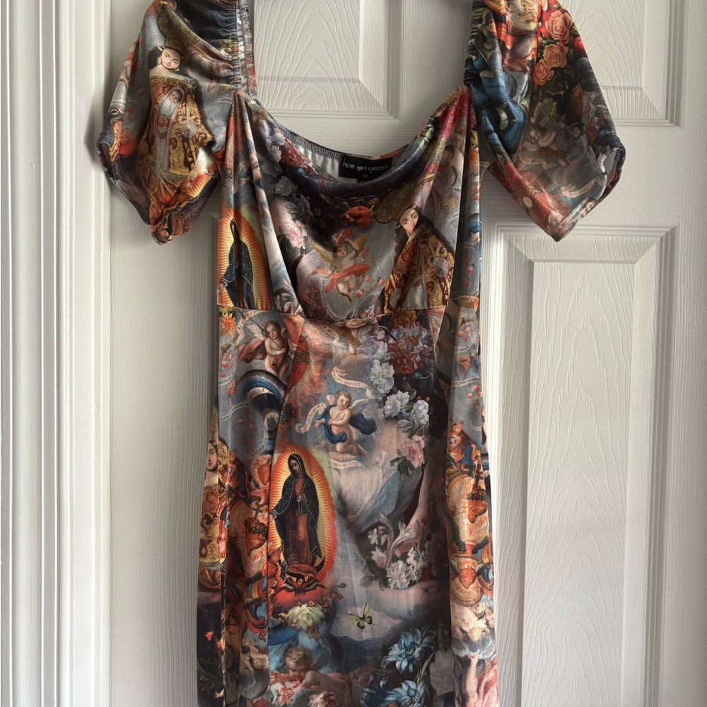 New Girl Order Printed Velvet Dress